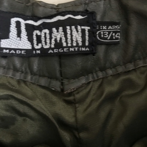 Vintage Green Genuine Leather Comint Pants - Picture 3 of 13